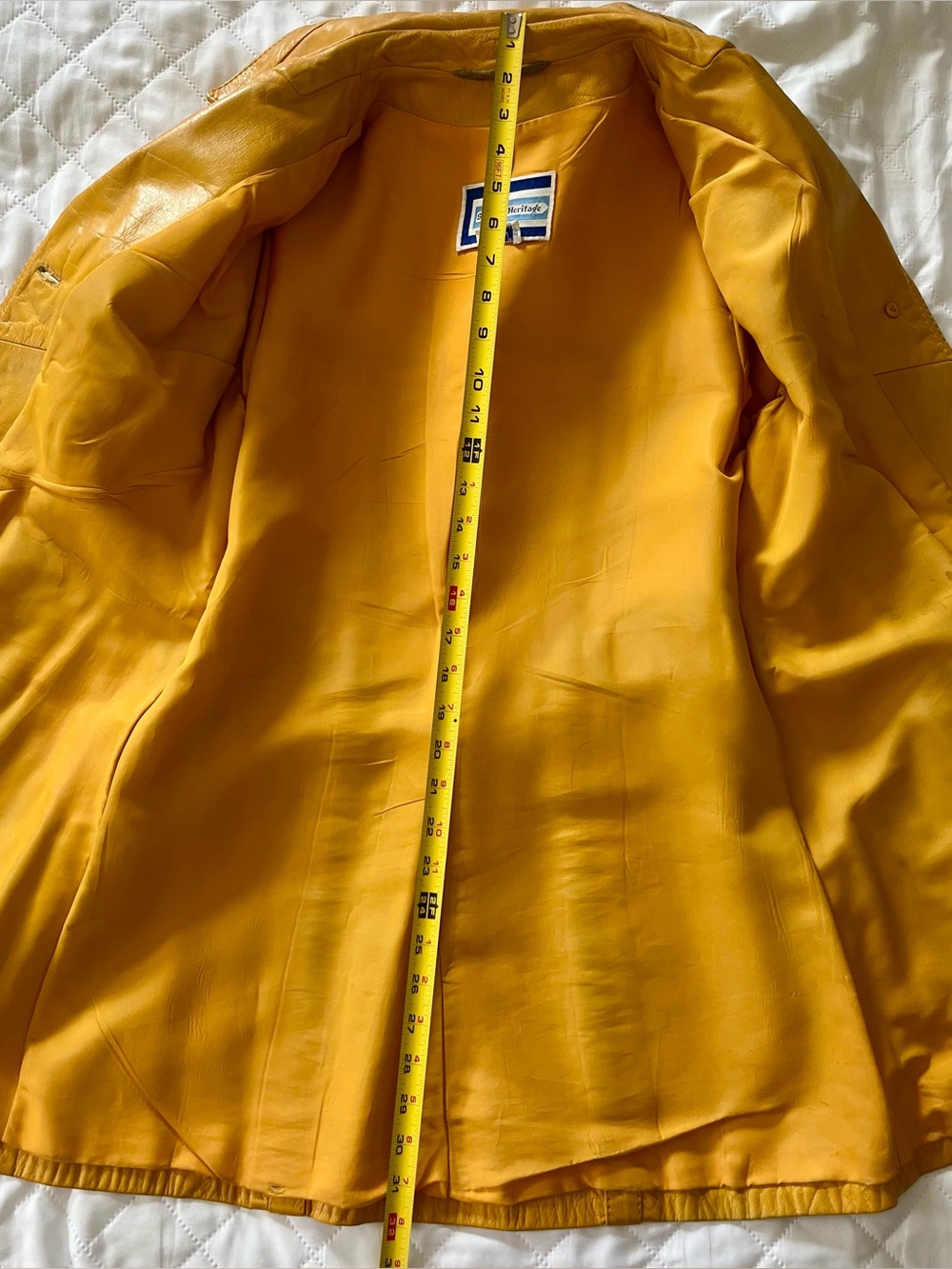 Vintage Mustard Yellow Leather Belted Trench Coat - Picture 8 of 9